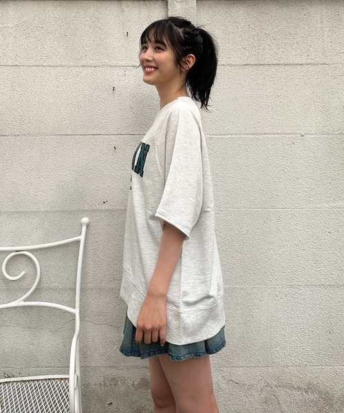 AS KNOW AS plus（アズノゥアズプラス）の「◇チェーン刺繍5分袖プルオーバー（Tシャツ/カットソー・レディース・ボルドー/スミクロ/オートミール/グリーン系/グレー系/アイボリー系・FREE）」の13枚目の写真