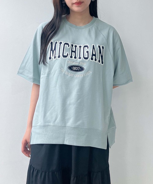 AS KNOW AS plus（アズノゥアズプラス）の「◇チェーン刺繍5分袖プルオーバー（Tシャツ/カットソー・レディース・ボルドー/スミクロ/オートミール/グリーン系/グレー系/アイボリー系・FREE）」の18枚目の写真