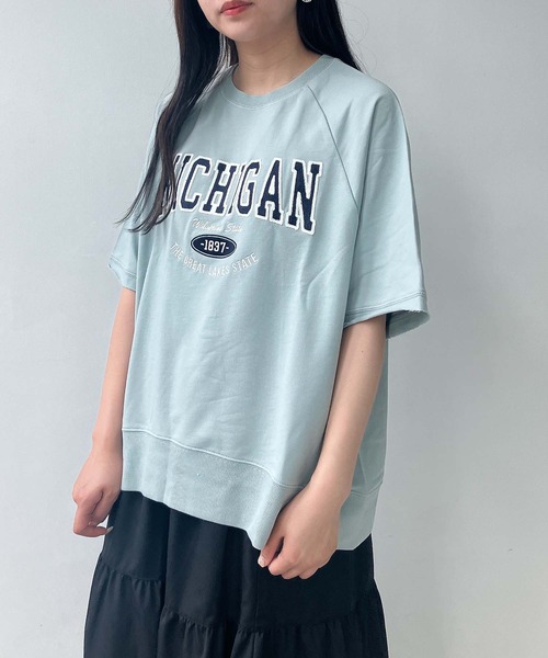 AS KNOW AS plus（アズノゥアズプラス）の「◇チェーン刺繍5分袖プルオーバー（Tシャツ/カットソー・レディース・ボルドー/スミクロ/オートミール/グリーン系/グレー系/アイボリー系・FREE）」の19枚目の写真