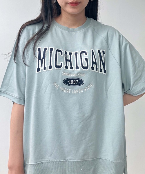 AS KNOW AS plus（アズノゥアズプラス）の「◇チェーン刺繍5分袖プルオーバー（Tシャツ/カットソー・レディース・ボルドー/スミクロ/オートミール/グリーン系/グレー系/アイボリー系・FREE）」の21枚目の写真