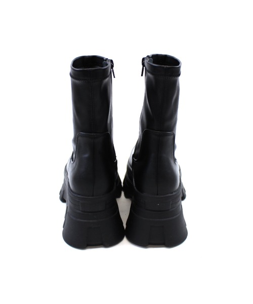 セール】極盛り厚底トラックソールストレッチショートブーツ