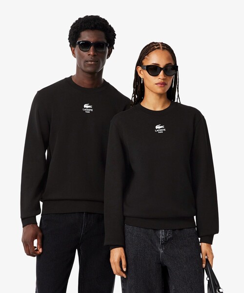 セール】裏パイル地 ワンポイングラフィックプリントクルーネック