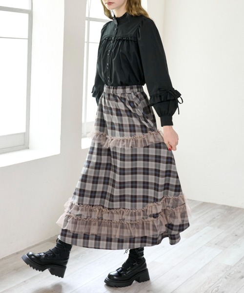 drawstring check pleats skirt – idem