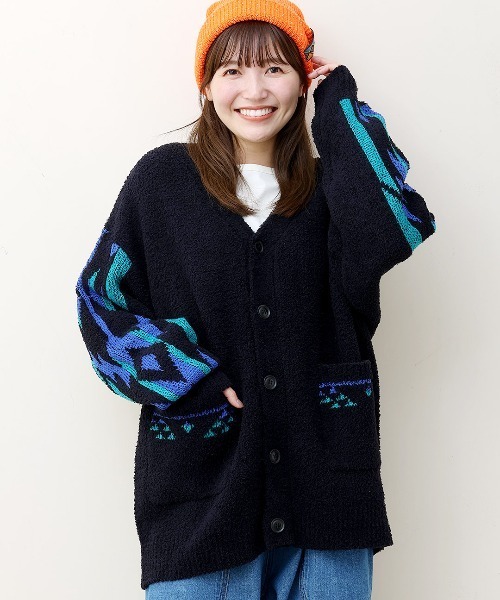 チチカカ（チチカカ）の「モールナバホニットカーディガン（カーディガン/ボレロ・レディース・アイボリー/ブラック/グリーン・FREE）」の2枚目の写真