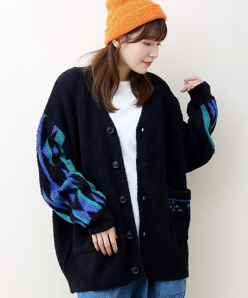 チチカカ（チチカカ）の「モールナバホニットカーディガン（カーディガン/ボレロ・レディース・アイボリー/ブラック/グリーン・FREE）」の6枚目の写真