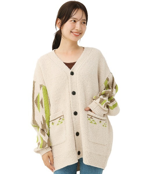 チチカカ（チチカカ）の「モールナバホニットカーディガン（カーディガン/ボレロ・レディース・アイボリー/ブラック/グリーン・FREE）」の8枚目の写真