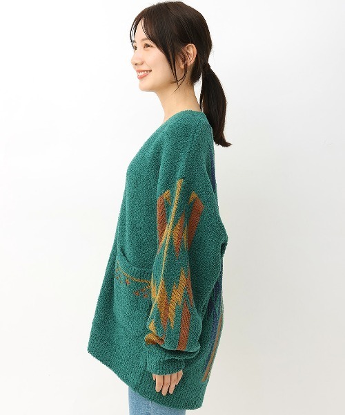 チチカカ（チチカカ）の「モールナバホニットカーディガン（カーディガン/ボレロ・レディース・アイボリー/ブラック/グリーン・FREE）」の11枚目の写真