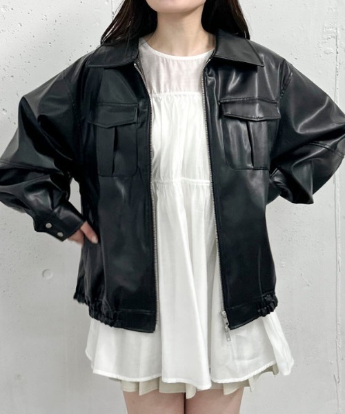 archives（アルシーヴ）の「フェイクレザーミドルブルゾン（ブルゾン・レディース・ブラック/ブラウン・MEDIUM）」の7枚目の写真