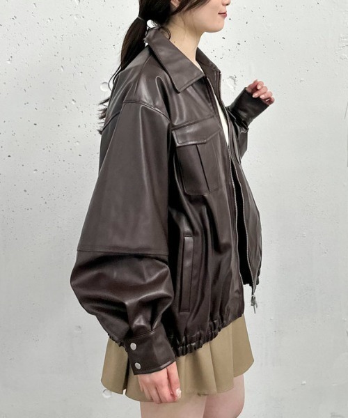 archives（アルシーヴ）の「フェイクレザーミドルブルゾン（ブルゾン・レディース・ブラック/ブラウン・MEDIUM）」の13枚目の写真