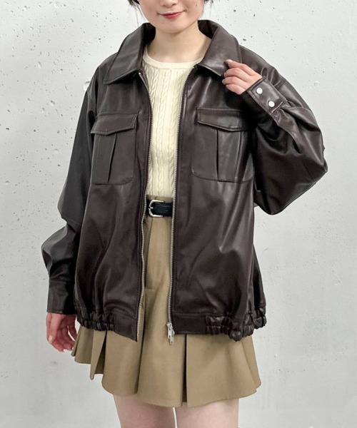 archives（アルシーヴ）の「フェイクレザーミドルブルゾン（ブルゾン・レディース・ブラック/ブラウン・MEDIUM）」の14枚目の写真