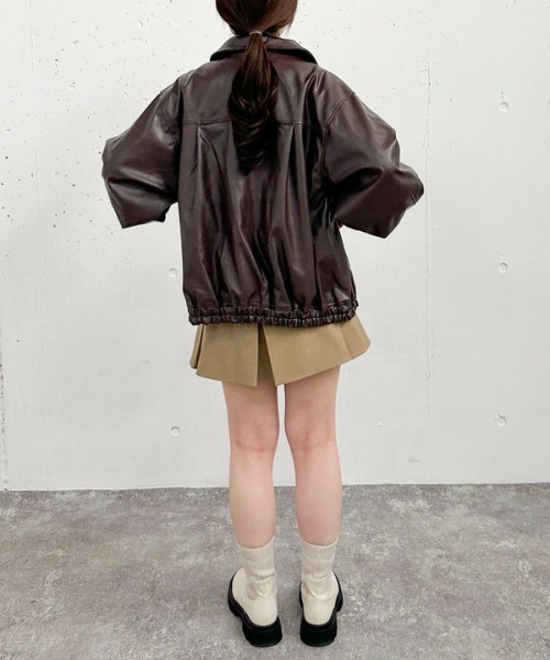 archives（アルシーヴ）の「フェイクレザーミドルブルゾン（ブルゾン・レディース・ブラック/ブラウン・MEDIUM）」の18枚目の写真
