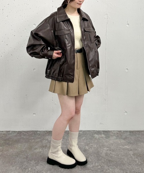 archives（アルシーヴ）の「フェイクレザーミドルブルゾン（ブルゾン・レディース・ブラック/ブラウン・MEDIUM）」の19枚目の写真