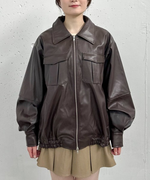 archives（アルシーヴ）の「フェイクレザーミドルブルゾン（ブルゾン・レディース・ブラック/ブラウン・MEDIUM）」の20枚目の写真
