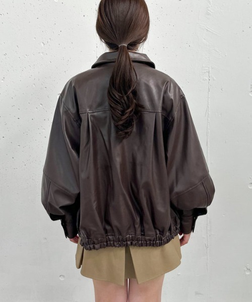 archives（アルシーヴ）の「フェイクレザーミドルブルゾン（ブルゾン・レディース・ブラック/ブラウン・MEDIUM）」の22枚目の写真