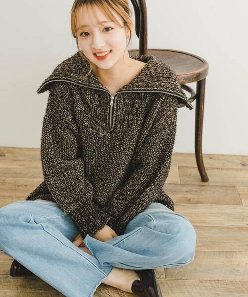 セール】ハーフジップラメニット（ニット/セーター）｜ITEMS