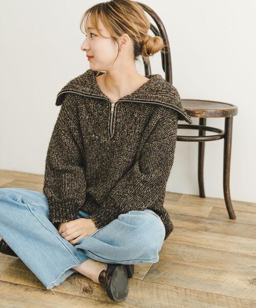セール】ハーフジップラメニット（ニット/セーター）｜ITEMS