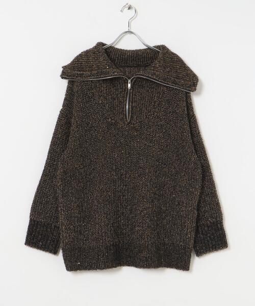 ITEMS URBANRESEARCH（アイテムズ アーバンリサーチ）の「ハーフジップラメニット（ニット/セーター・レディース・ブラウン/ライトベージュ・FREE）」の10枚目の写真
