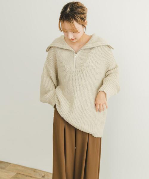 ITEMS URBANRESEARCH（アイテムズ アーバンリサーチ）の「ハーフジップラメニット（ニット/セーター・レディース・ブラウン/ライトベージュ・FREE）」の15枚目の写真
