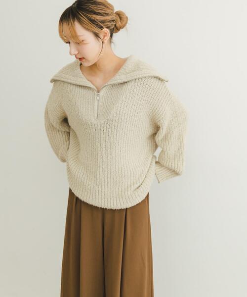 セール】ハーフジップラメニット（ニット/セーター）｜ITEMS