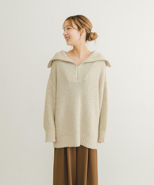 ITEMS URBANRESEARCH（アイテムズ アーバンリサーチ）の「ハーフジップラメニット（ニット/セーター・レディース・ブラウン/ライトベージュ・FREE）」の20枚目の写真
