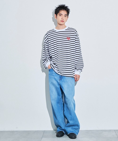 WEGO(ウィゴー)の「WEGO/ボーダーワンポイントT(Tシャツ/カットソー・メンズ・ブルー系その他5/ホワイト系その他5・MEDIUM/LARGE)」の17枚目の写真