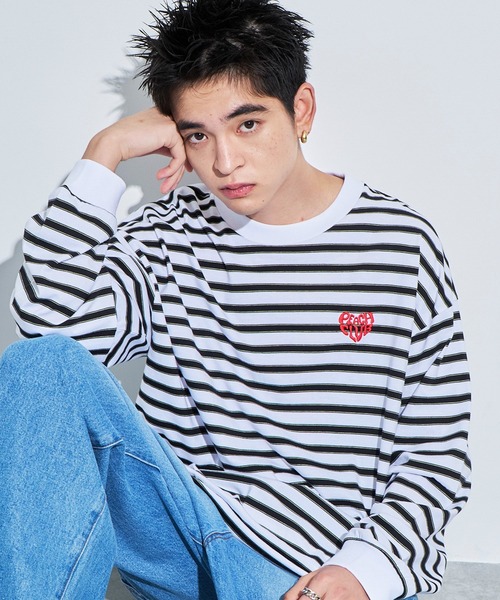 WEGO(ウィゴー)の「WEGO/ボーダーワンポイントT(Tシャツ/カットソー・メンズ・ブルー系その他5/ホワイト系その他5・MEDIUM/LARGE)」の3枚目の写真