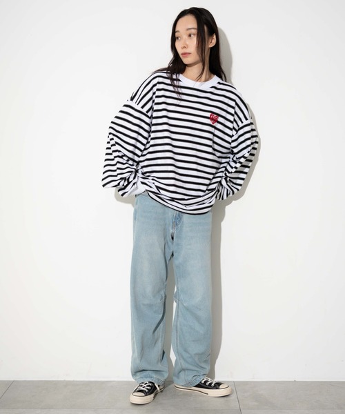 WEGO(ウィゴー)の「WEGO/ボーダーワンポイントT(Tシャツ/カットソー・メンズ・ブルー系その他5/ホワイト系その他5・MEDIUM/LARGE)」の5枚目の写真