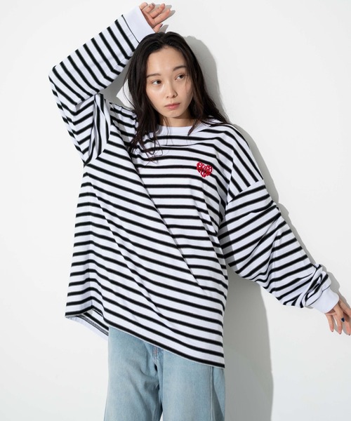 WEGO(ウィゴー)の「WEGO/ボーダーワンポイントT(Tシャツ/カットソー・メンズ・ブルー系その他5/ホワイト系その他5・MEDIUM/LARGE)」の8枚目の写真