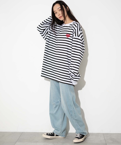 WEGO(ウィゴー)の「WEGO/ボーダーワンポイントT(Tシャツ/カットソー・メンズ・ブルー系その他5/ホワイト系その他5・MEDIUM/LARGE)」の9枚目の写真