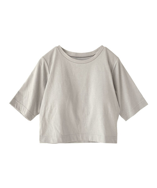 zootie(ズーティー)の「URBAN PLUS カップ付きミニTシャツ(Tシャツ/カットソー・レディース・グレイッシュブルー/ダークグリーン/オフホワイト/ブラウン系その他/スモークピンク/グレイッシュベージュ/ブラック/ライトブルー/ライトベージュ/アイボリー/ネイビー/テラコッタ/チャコール・M)」の21枚目の写真