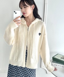 ハート刺繍ニットパーカー