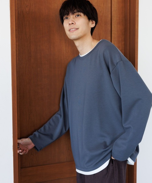 LAKOLE(ラコレ)の「ダンボールレイヤー長袖T / 142863(Tシャツ/カットソー・メンズ・ダークオリーブ/ブラック/サンドグレー/チェリーレッド/チャコール/グリーン/ネイビー・MEDIUM/LARGE/X-LARGE)」の3枚目の写真