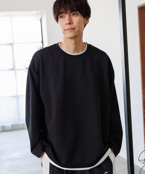 LAKOLE(ラコレ)の「ダンボールレイヤー長袖T / 142863(Tシャツ/カットソー・メンズ・ダークオリーブ/ブラック/サンドグレー/チェリーレッド/チャコール/グリーン/ネイビー・MEDIUM/LARGE/X-LARGE)」の1枚目の写真