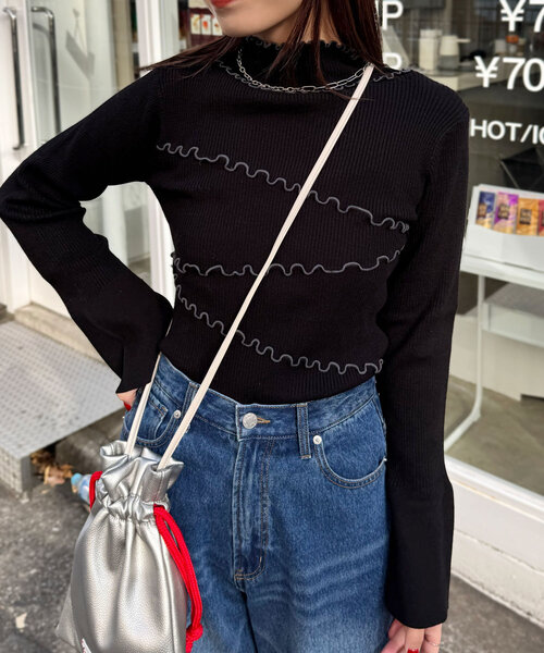 毛玉レス】アンチピリングハイネックメロウリブニット（ニット