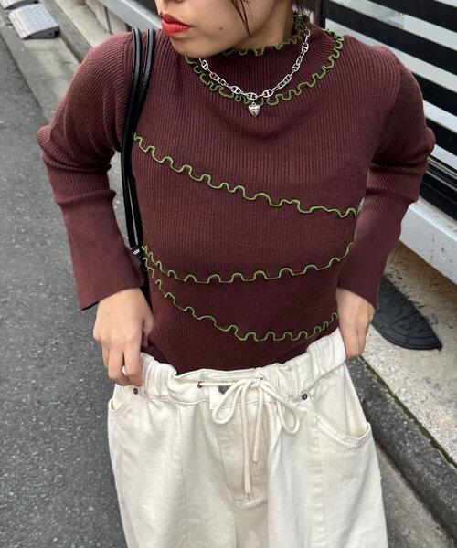 CIAOPANIC(チャオパニック)の「【毛玉レス】アンチピリングハイネックメロウリブニット(ニット/セーター・レディース・ライトグレー/ブラック/ネイビー/ブラウン/グレー/オフホワイト・ONE SIZE)」の17枚目の写真