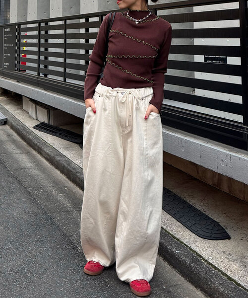 CIAOPANIC(チャオパニック)の「【毛玉レス】アンチピリングハイネックメロウリブニット(ニット/セーター・レディース・ライトグレー/ブラック/ネイビー/ブラウン/グレー/オフホワイト・ONE SIZE)」の18枚目の写真