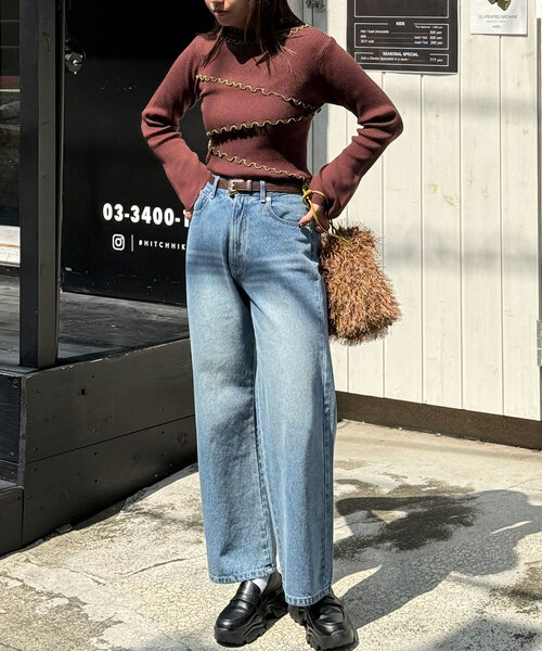 CIAOPANIC(チャオパニック)の「【毛玉レス】アンチピリングハイネックメロウリブニット(ニット/セーター・レディース・ライトグレー/ブラック/ネイビー/ブラウン/グレー/オフホワイト・ONE SIZE)」の22枚目の写真