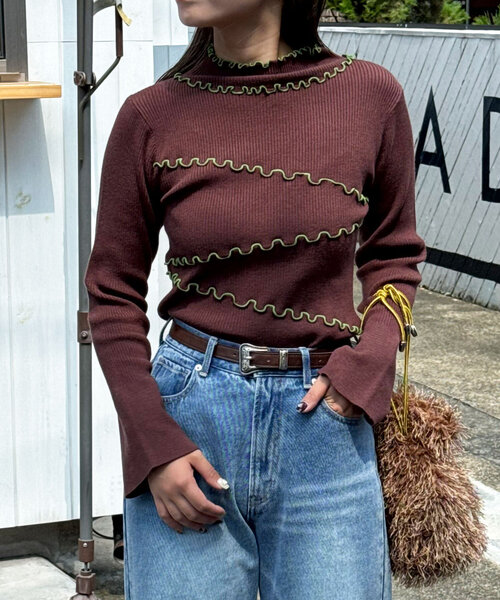 CIAOPANIC(チャオパニック)の「【毛玉レス】アンチピリングハイネックメロウリブニット(ニット/セーター・レディース・ライトグレー/ブラック/ネイビー/ブラウン/グレー/オフホワイト・ONE SIZE)」の9枚目の写真