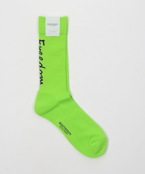 BEAUTY&YOUTH UNITED ARROWS(ビューティーアンドユースユナイテッドアローズ)の「ロゴ デザイン ソックス(ソックス/靴下・メンズ・ブラック/オフホワイト/ホワイト/ライム/イエロー・FREE)」の4枚目の写真