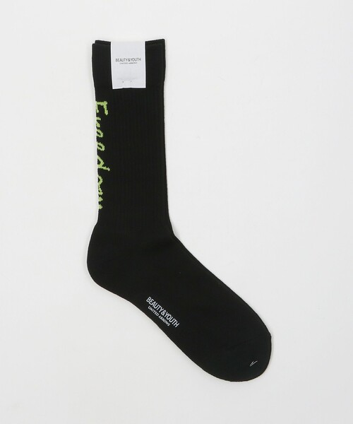 BEAUTY&YOUTH UNITED ARROWS(ビューティーアンドユースユナイテッドアローズ)の「ロゴ デザイン ソックス(ソックス/靴下・メンズ・ブラック/オフホワイト/ホワイト/ライム/イエロー・FREE)」の1枚目の写真