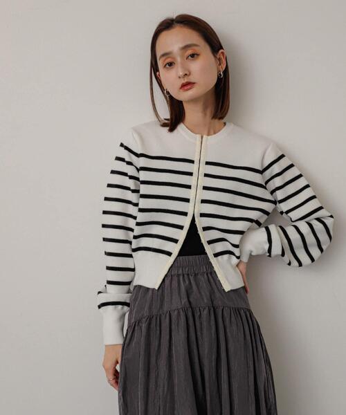 SENSE OF PLACE by URBAN RESEARCH(センスオブプレイスバイアーバンリサーチ)の「フロントホックストレッチカーディガン(カーディガン/ボレロ・レディース・ネイビー/ホワイト系その他/レッド/グレー・ONE)」の11枚目の写真