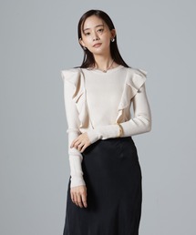 フリルディティールリブニット