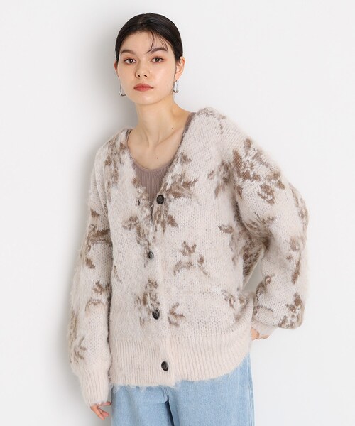 THE SHOP TK （ザ ショップ ティーケー ）の「◆【洗えるライトアウター】フラワージャカードカーディガン（カーディガン/ボレロ・レディース・ブルーグリーン/ブラウン系その他5/ベージュ系4・99）」の2枚目の写真