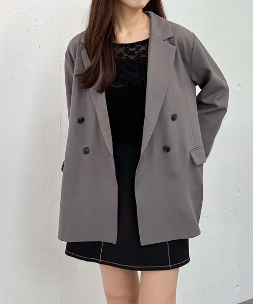 archives（アルシーヴ）の「ダブルブレストテーラードジャケット（テーラードジャケット・レディース・グレー/アイボリー/ブラック・MEDIUM）」の3枚目の写真