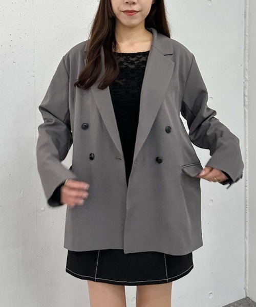 archives（アルシーヴ）の「ダブルブレストテーラードジャケット（テーラードジャケット・レディース・グレー/アイボリー/ブラック・MEDIUM）」の5枚目の写真