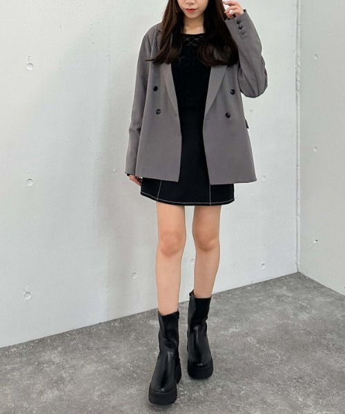 archives（アルシーヴ）の「ダブルブレストテーラードジャケット（テーラードジャケット・レディース・グレー/アイボリー/ブラック・MEDIUM）」の7枚目の写真