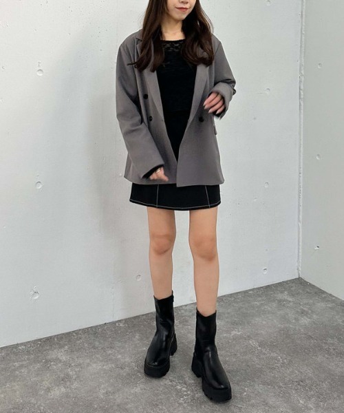 archives（アルシーヴ）の「ダブルブレストテーラードジャケット（テーラードジャケット・レディース・グレー/アイボリー/ブラック・MEDIUM）」の8枚目の写真