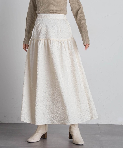 【セール】ふくれジャガードフレアースカート≪手洗い可能≫（スカート）｜VICKY（ビッキー） 5,082円