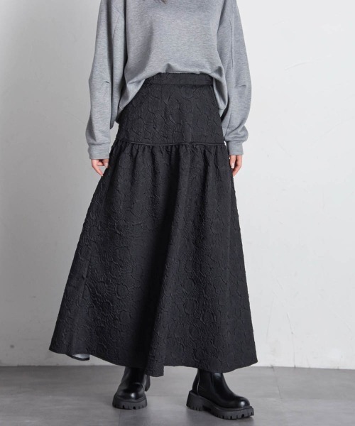 ふくれジャガードフレアースカート≪手洗い可能≫（スカート）｜VICKY  