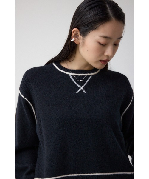 AZUL by moussy（アズールバイマウジー）の「スウェットライクニットプルオーバー（スウェット・レディース・ブラック/ダークブルー/杢グレー・FREE）」の4枚目の写真